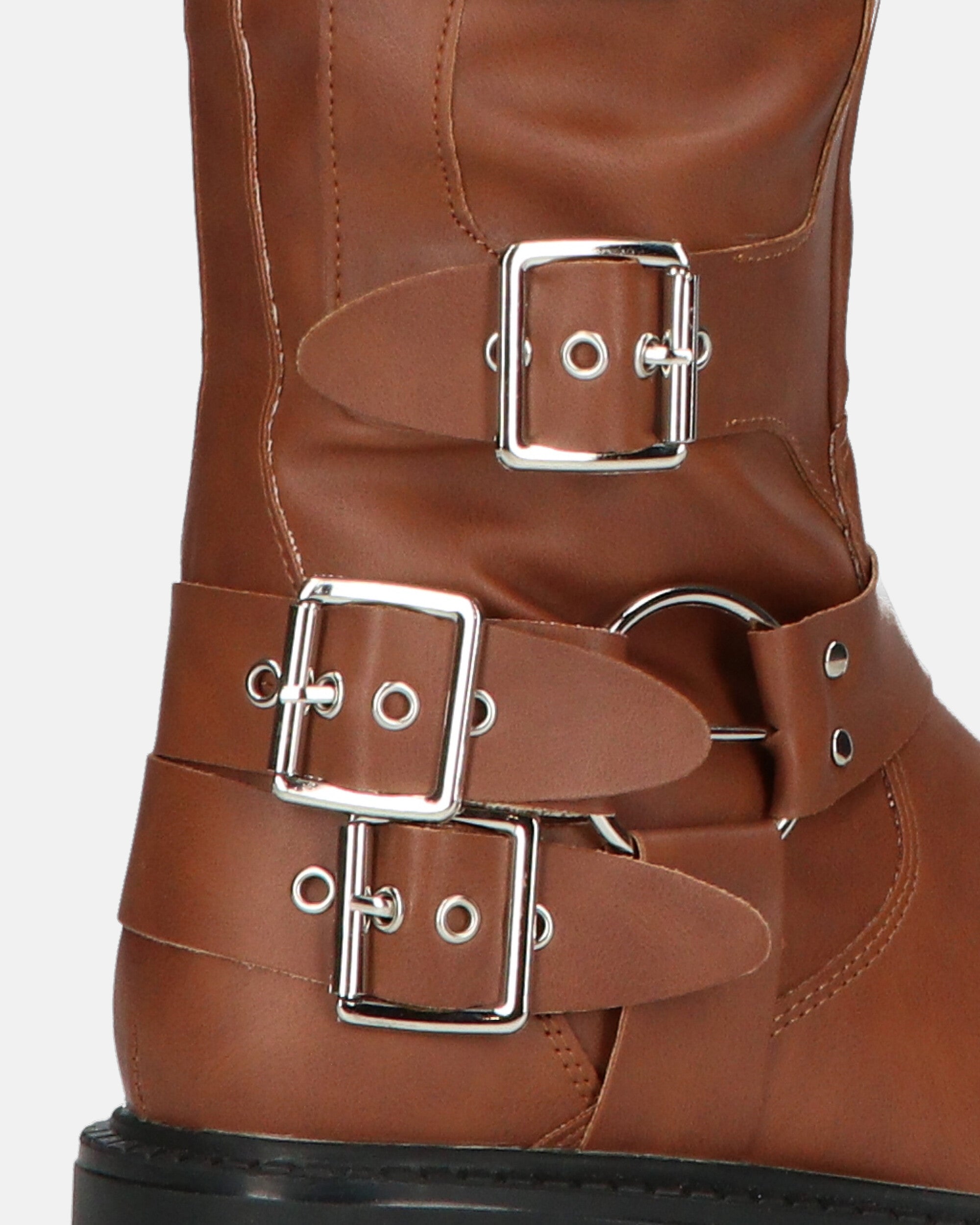 NYX - brown high amphibious boots with straps