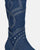 ELLEN - camperos high boots in blue denim with gems