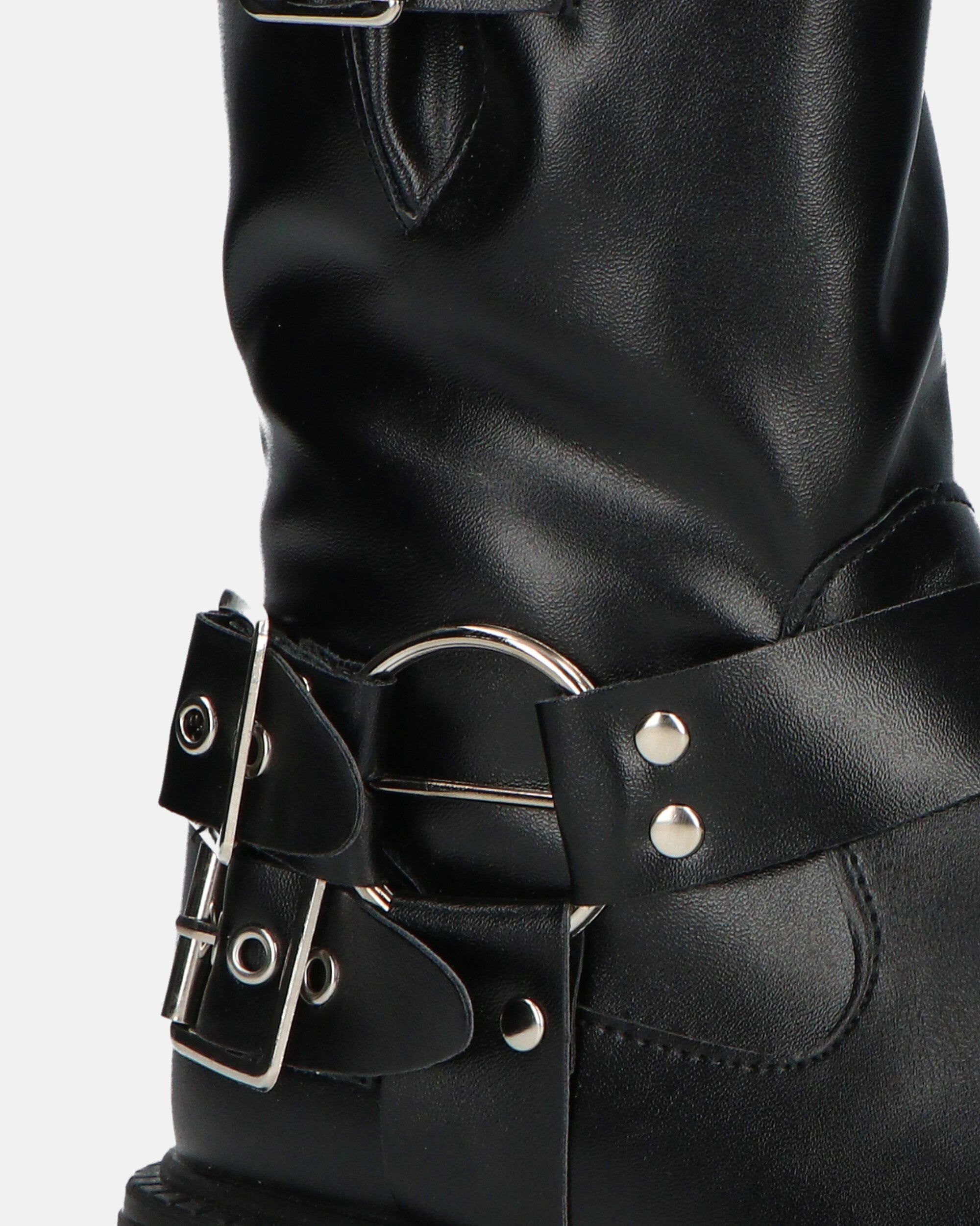 RYOKO - black ankle boots with studs and straps