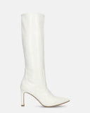 CAROLINE - long heeled boots in white snake