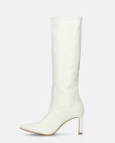 CAROLINE - long heeled boots in white snake