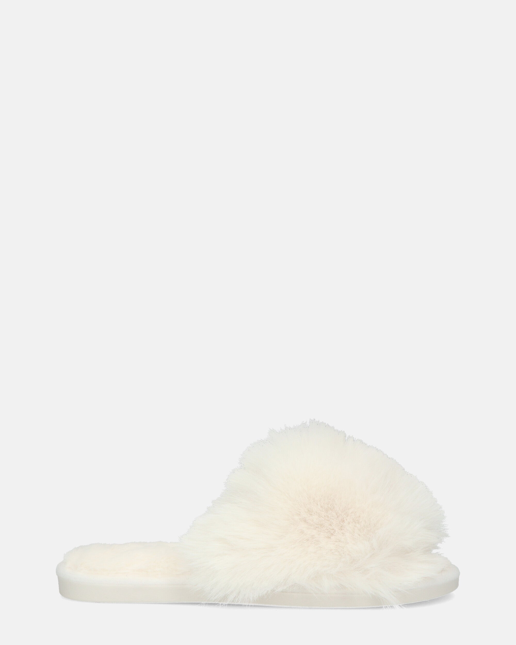 HAMA - white fur open toe slippers