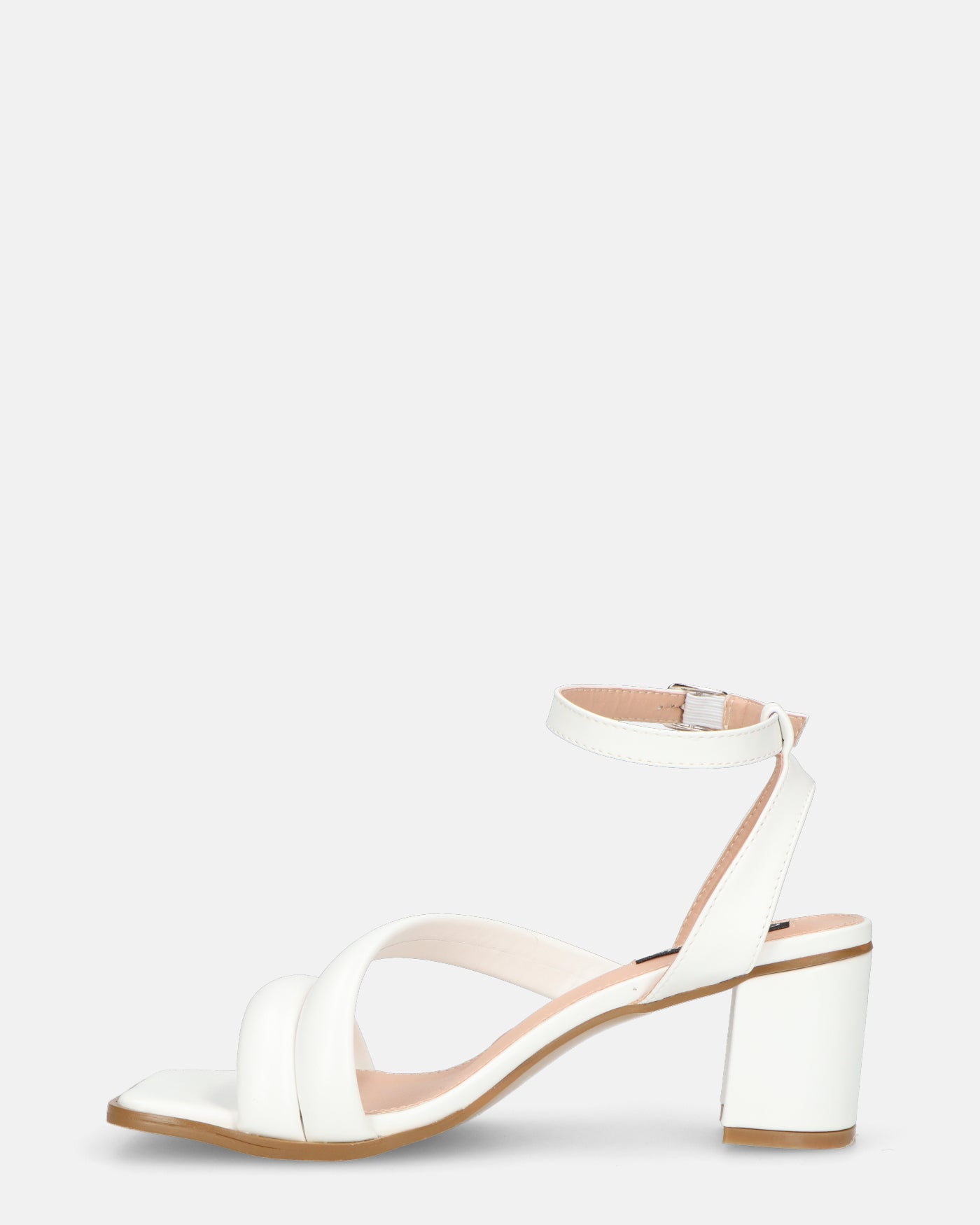 HIROE - white eco-leather heeled sandals with strap
