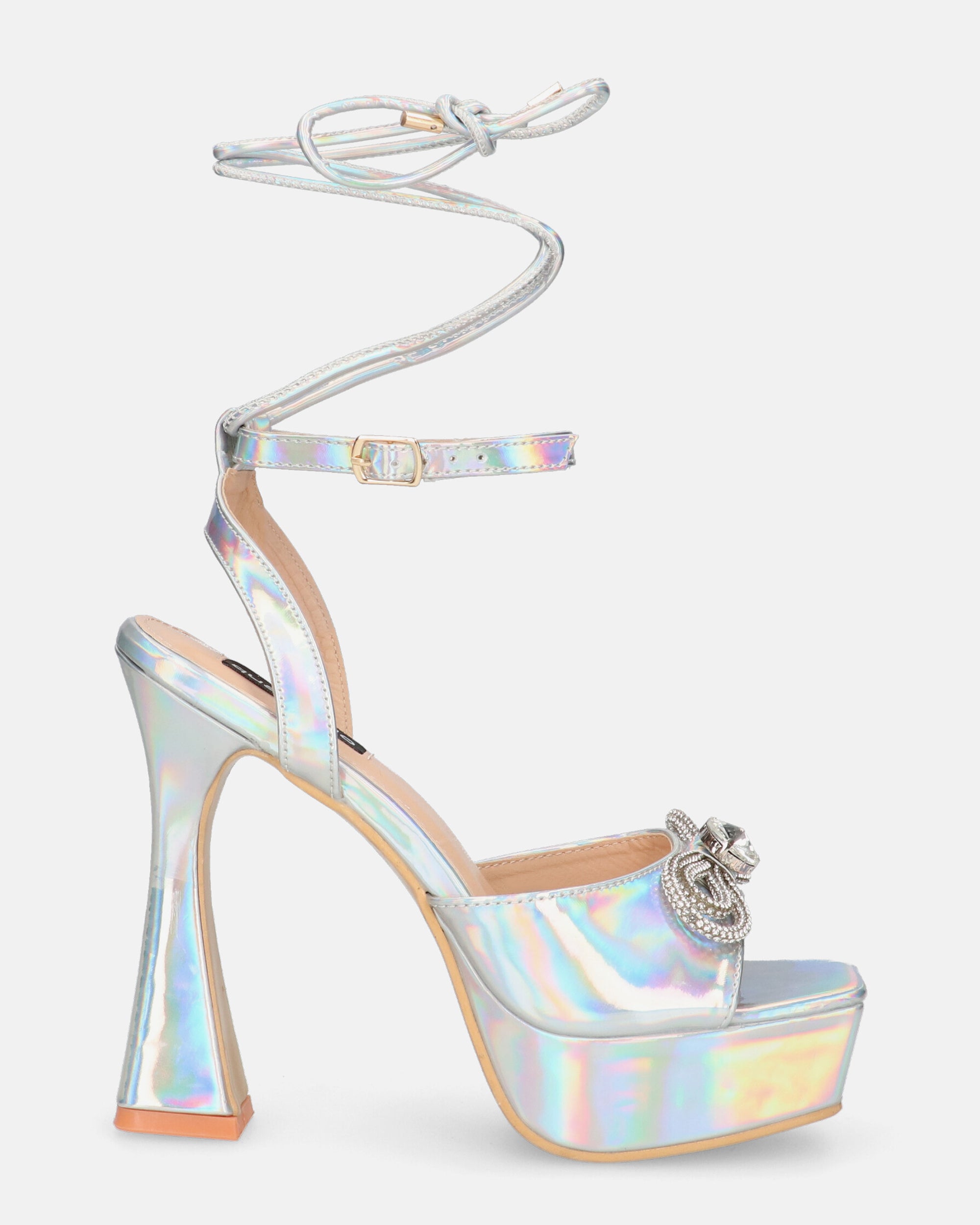 HOLLY - high heel shoes in glassy with opal effect and gems