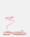 JHULLY - flat sandals in pink eco-leather with laces