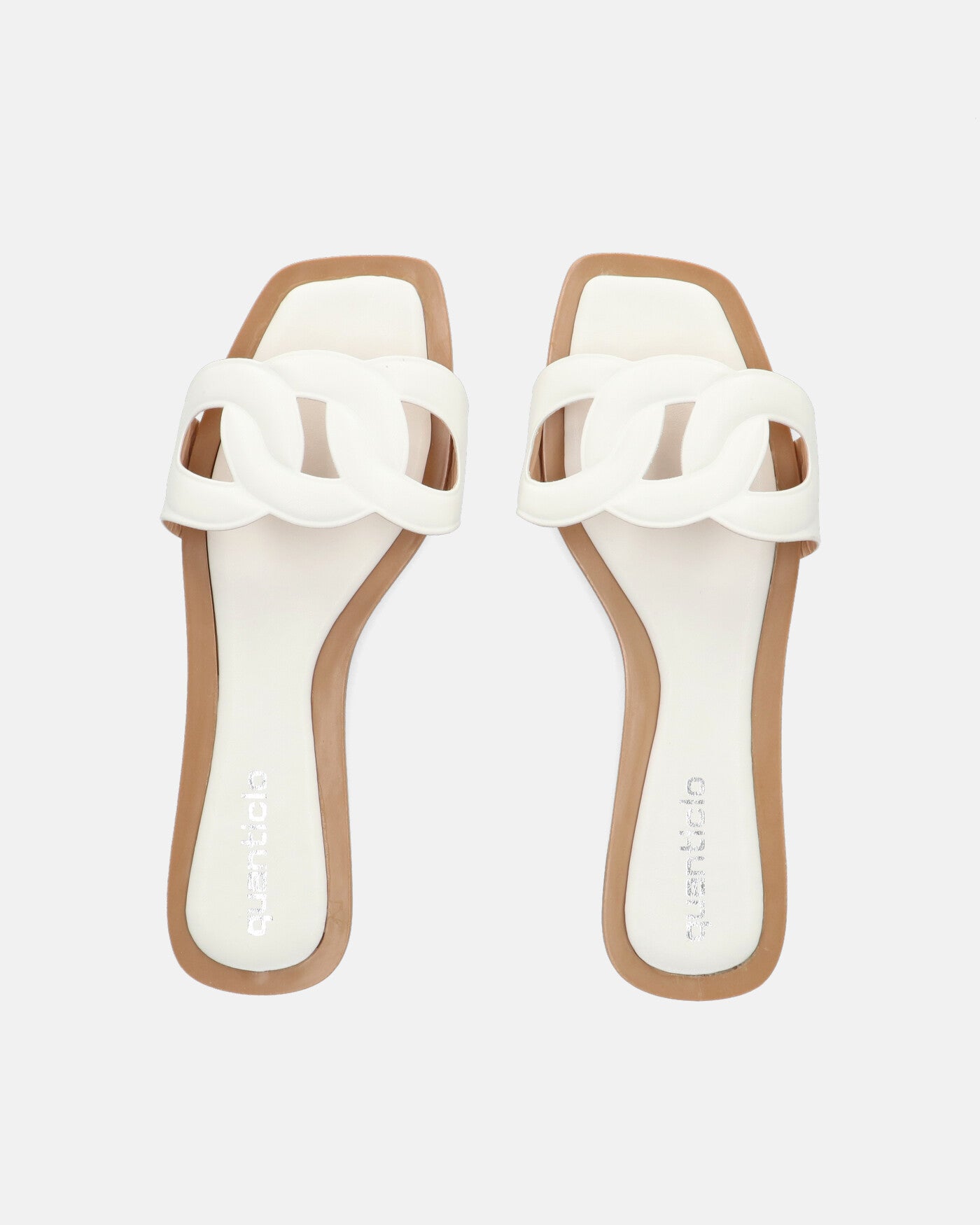 KRISTA - white slippers with beige sole