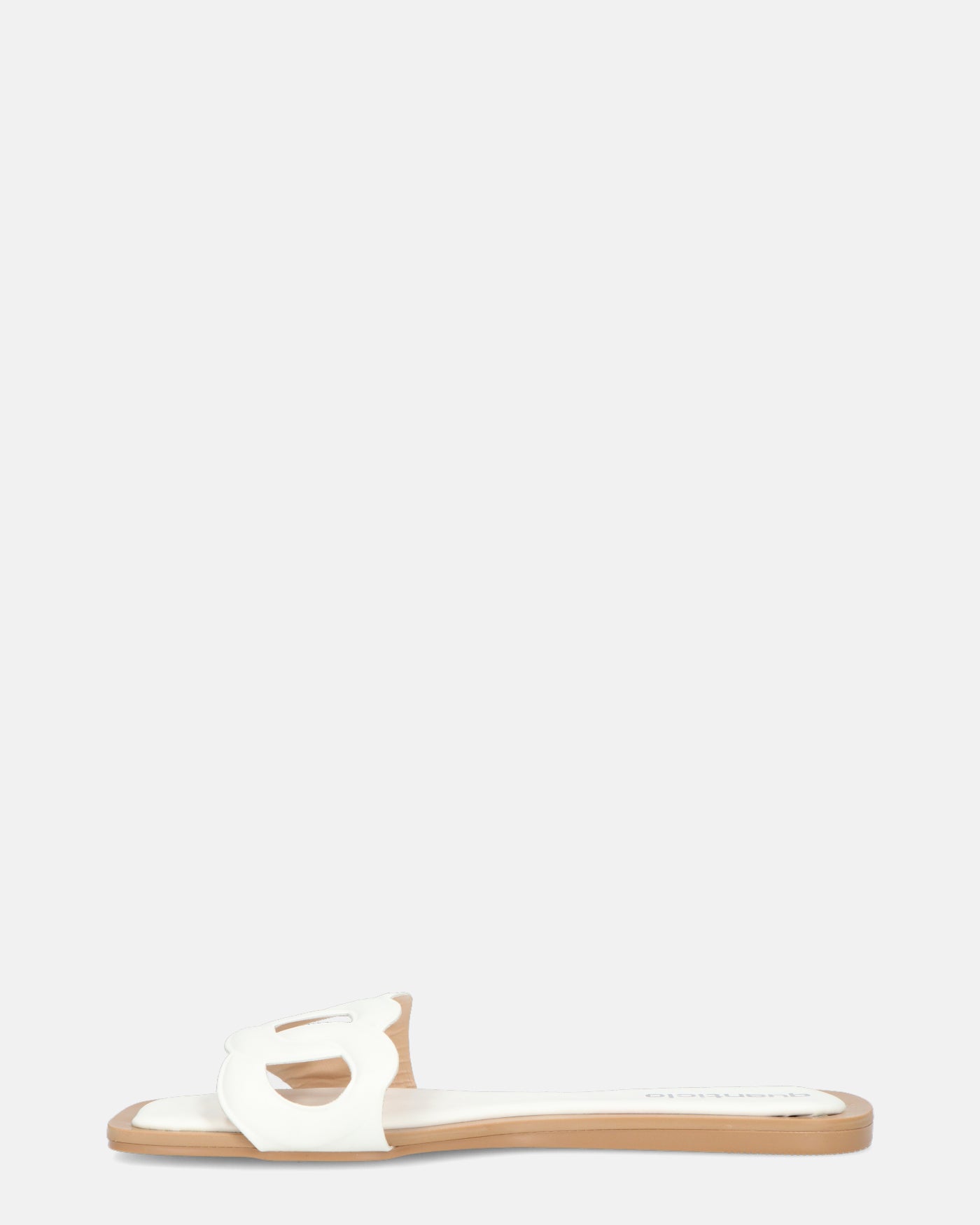 KRISTA - white slippers with beige sole