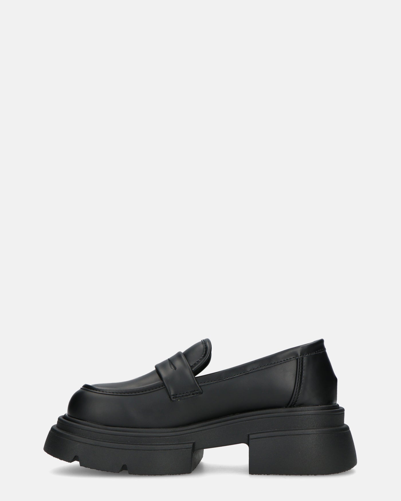 MARIKA - black platform moccasin flat shoes