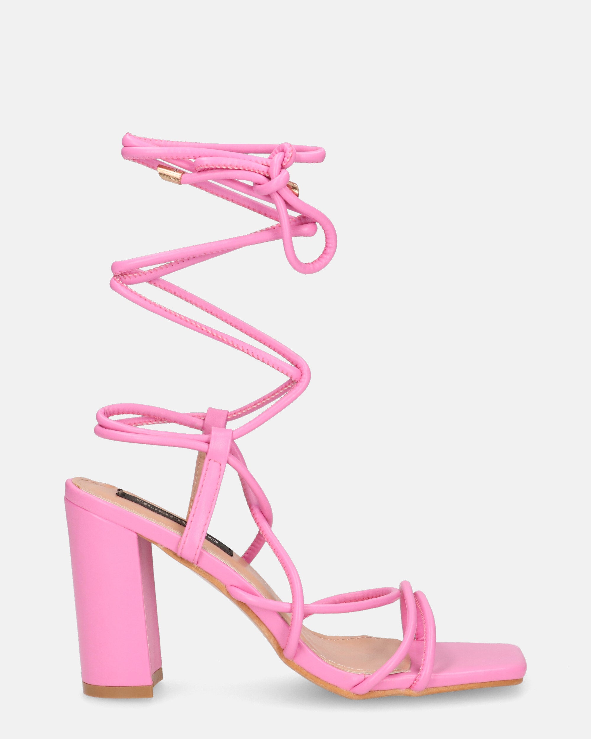 MARISOL - pink heeled sandals with laces