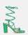 MARISOL - green heeled sandals with laces