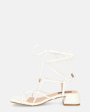 MARYNA - white PU sandals with laces