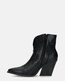MAXINE - black perforated ankle boots with zip
