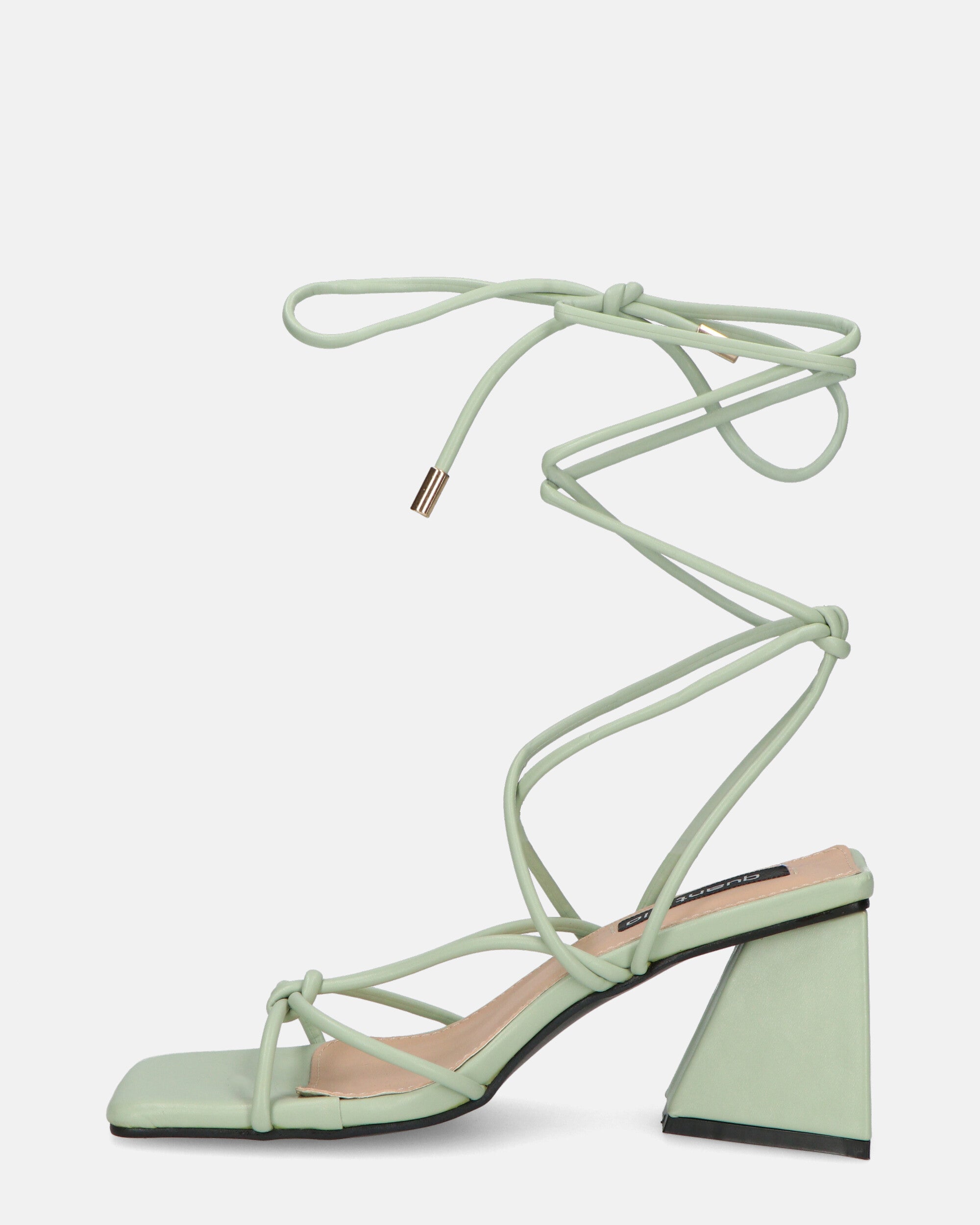 MELISA - sandals with laces in green PU