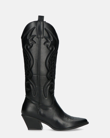 MIYA - camper boots with black designs and side zip