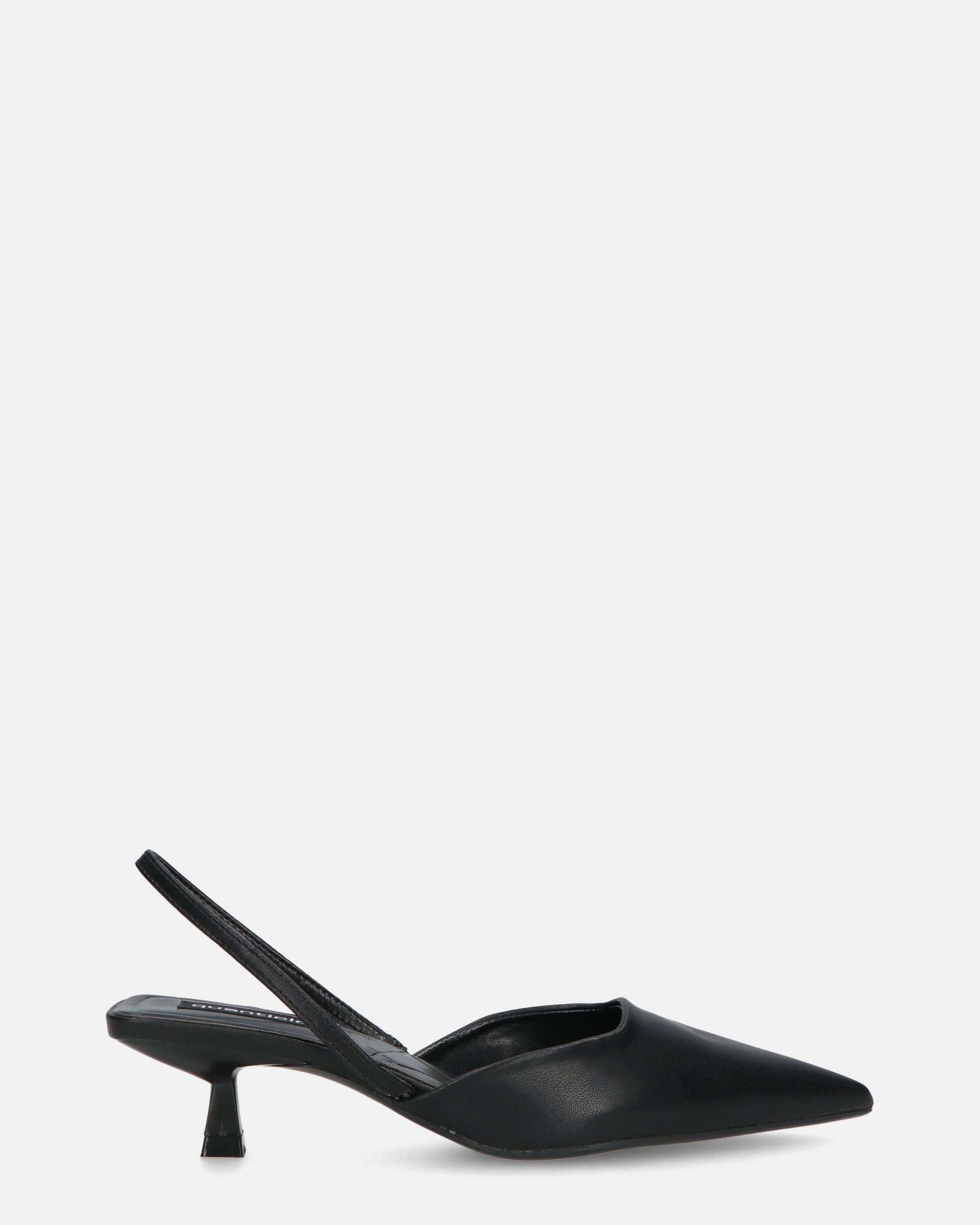 NIEVES - black slingback shoes with kitten heels