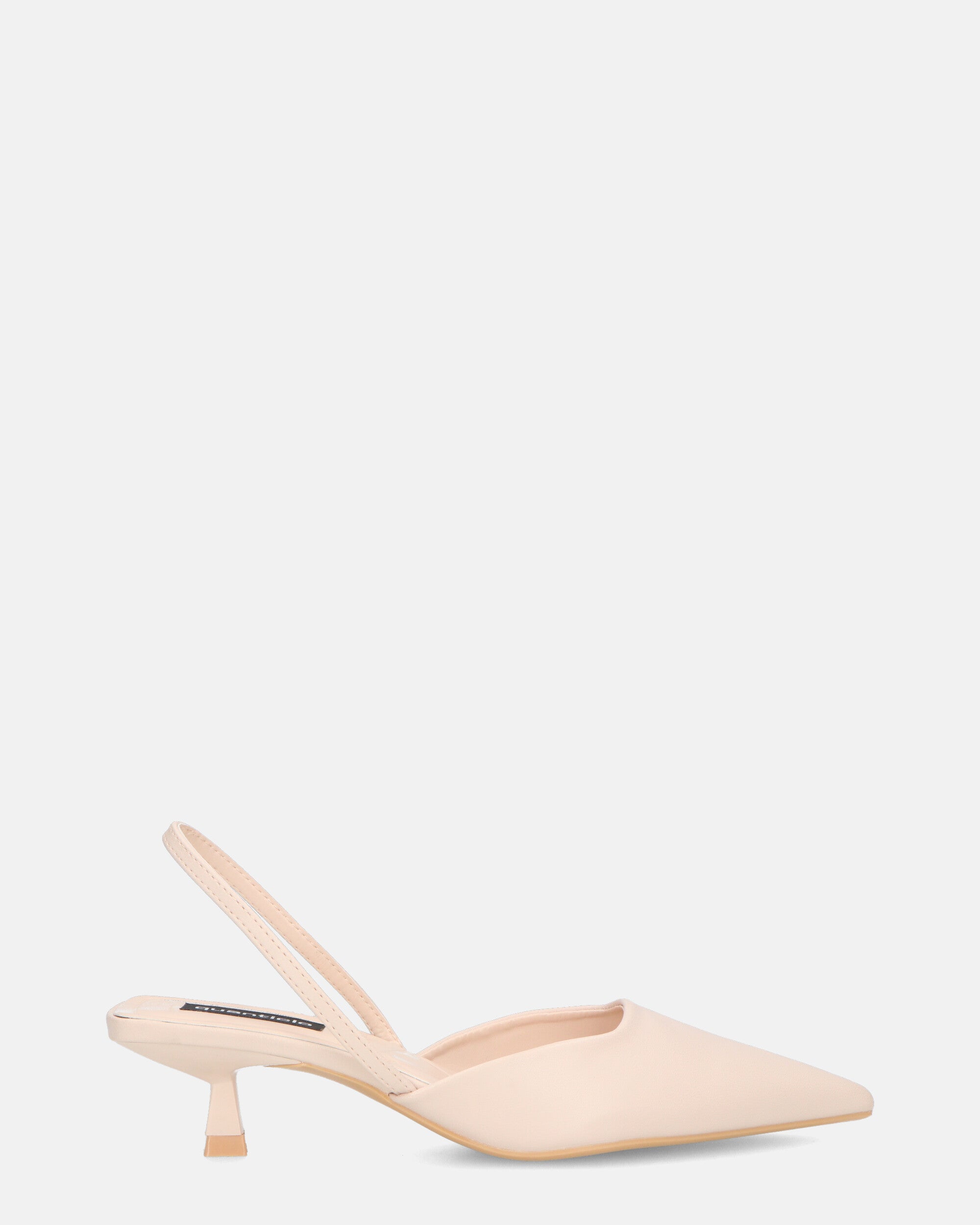 NIEVES - beige slingback shoes with kitten heels