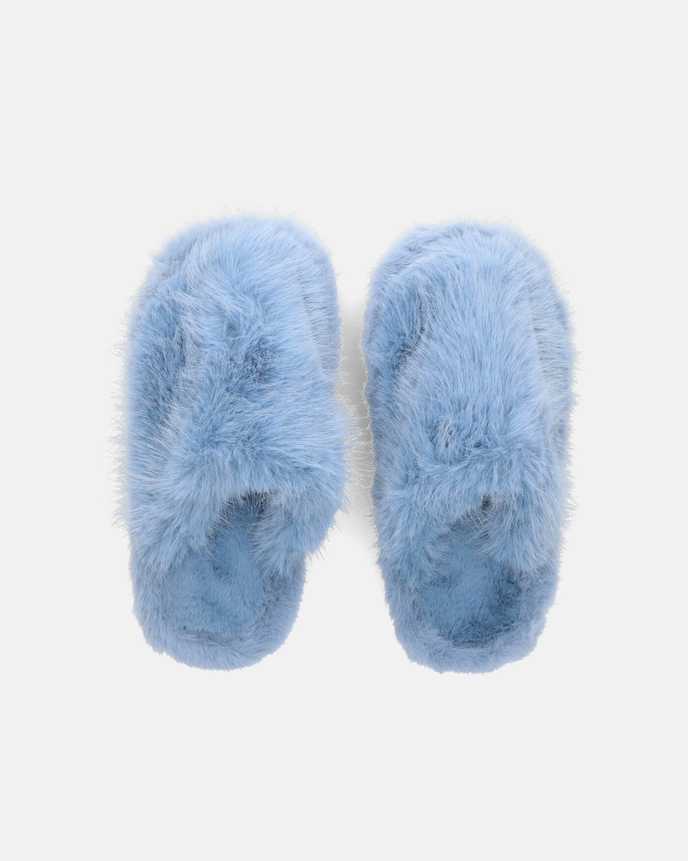 NOARA - blue fur slippers with closed toes