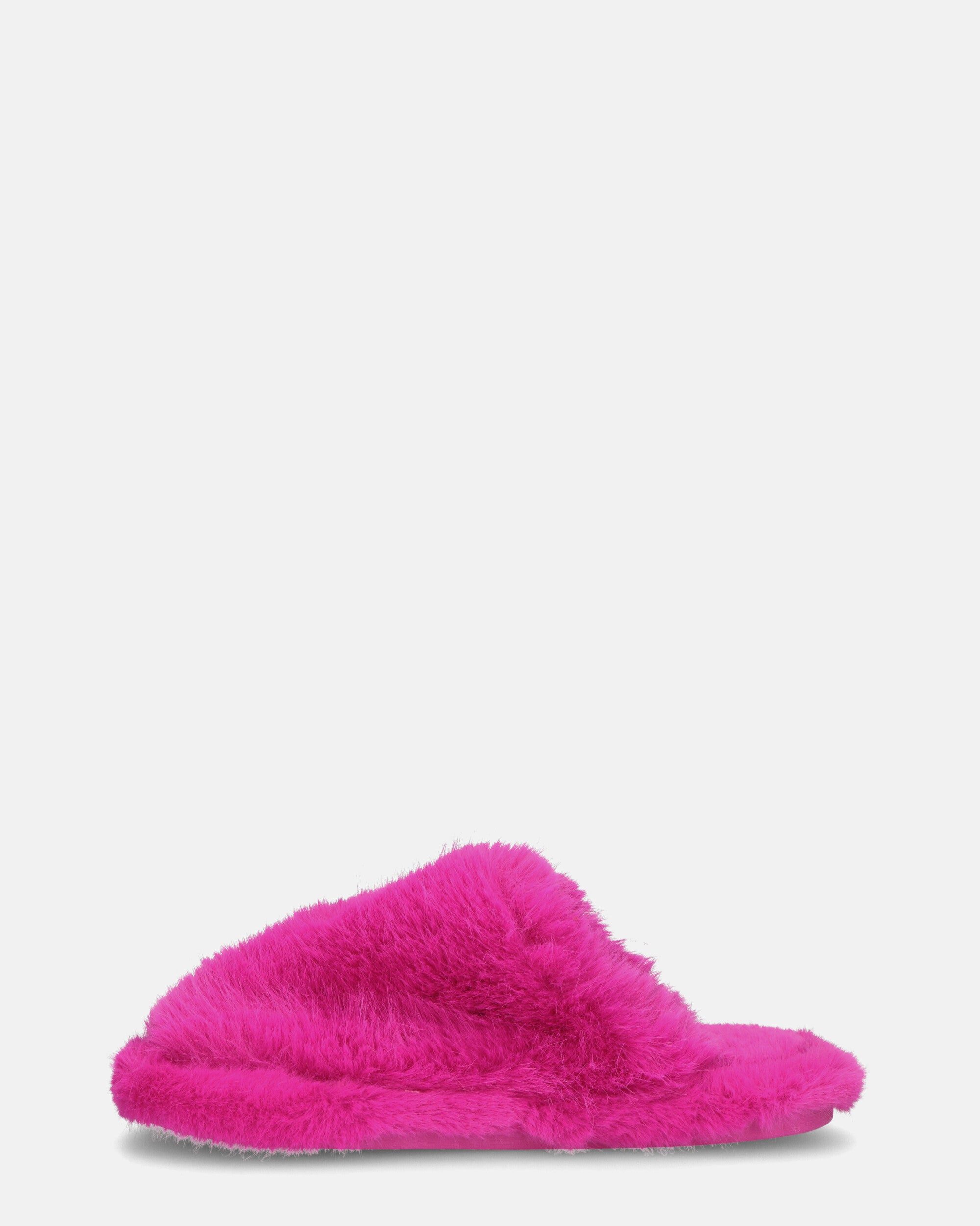 NOARA - fuchsia fur slippers with closed toes