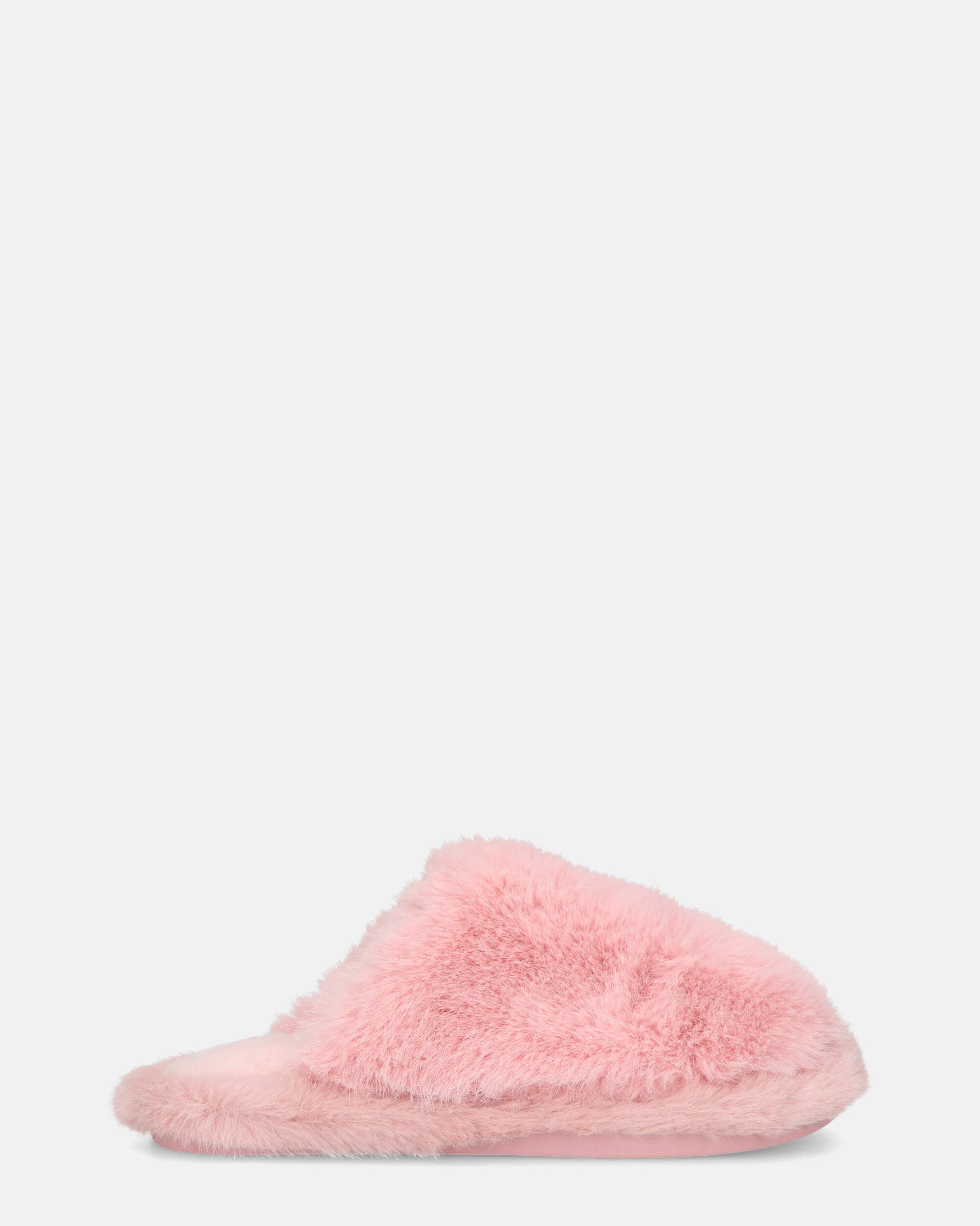 NOARA - pink fur slippers with closed toes