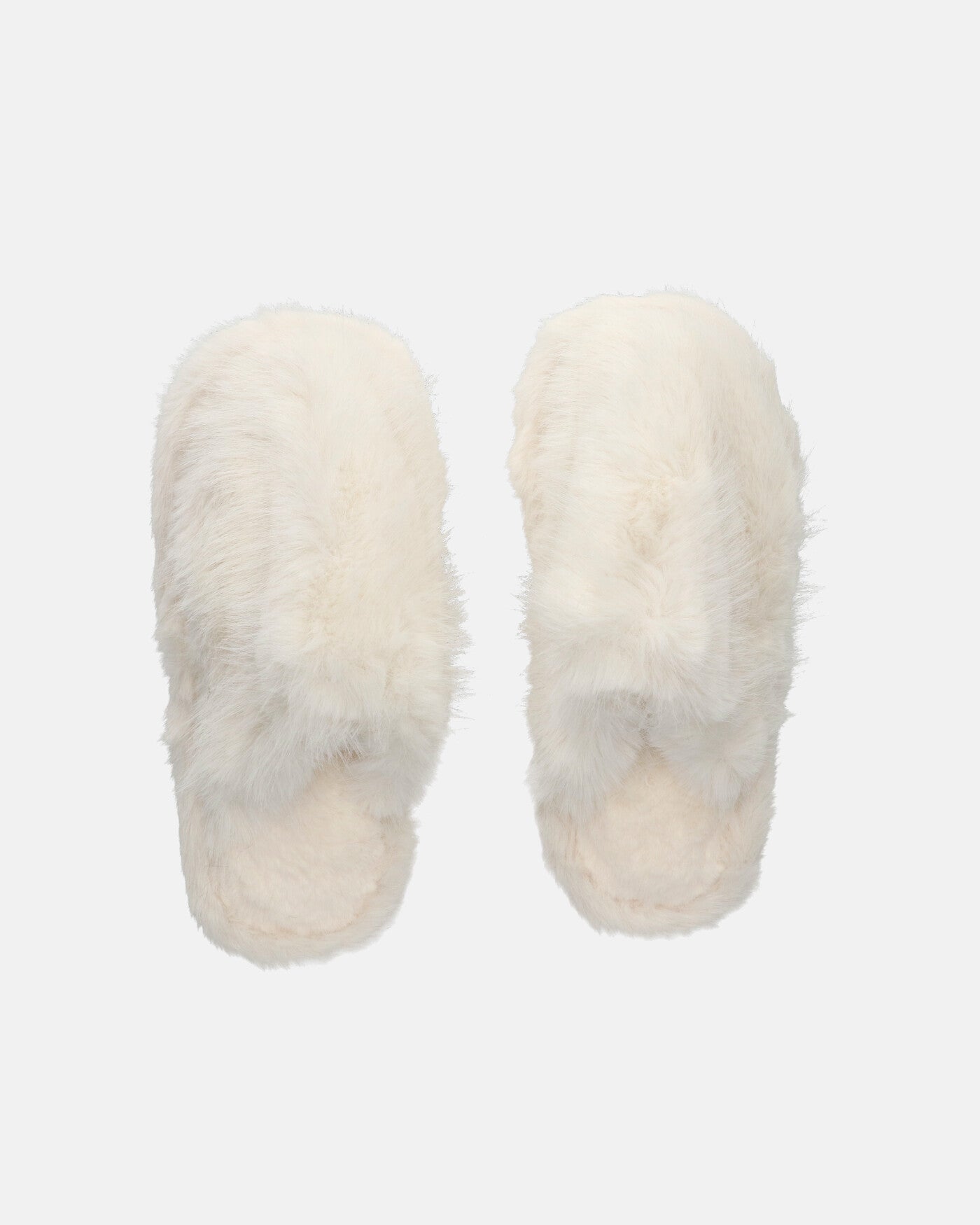 NOARA - white fur slippers with closed toes