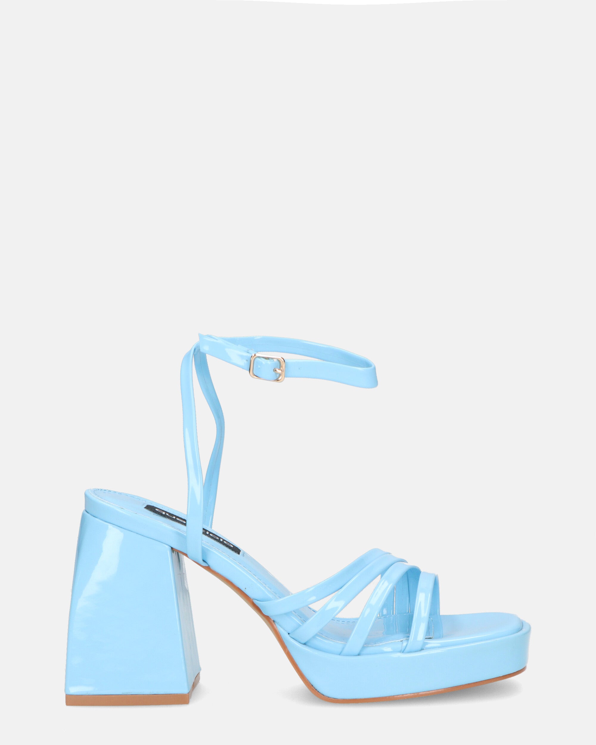 WINONA - light blue glassy sandals with squared heel
