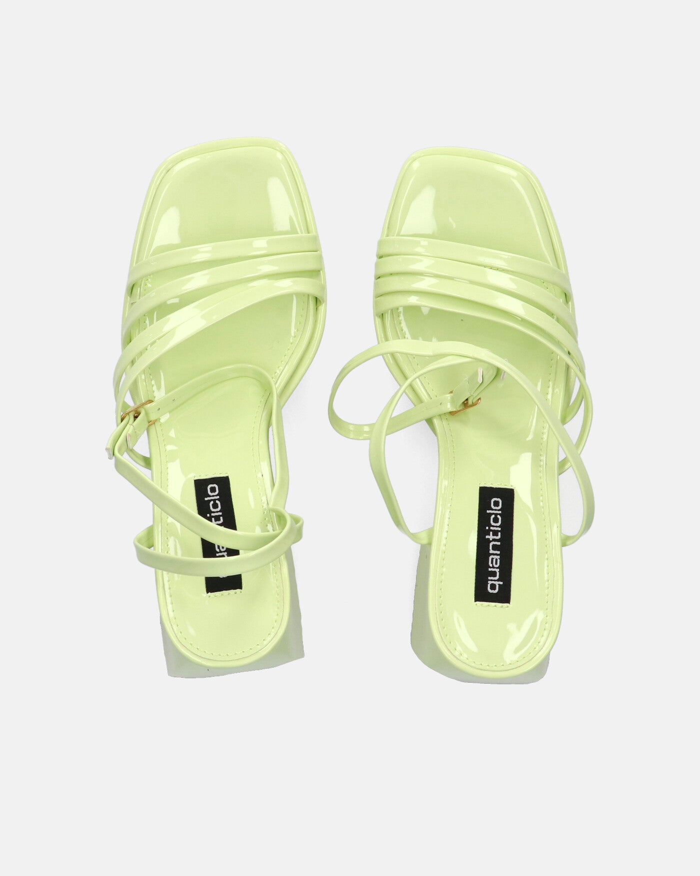 WINONA - light green glassy sandals with squared heel