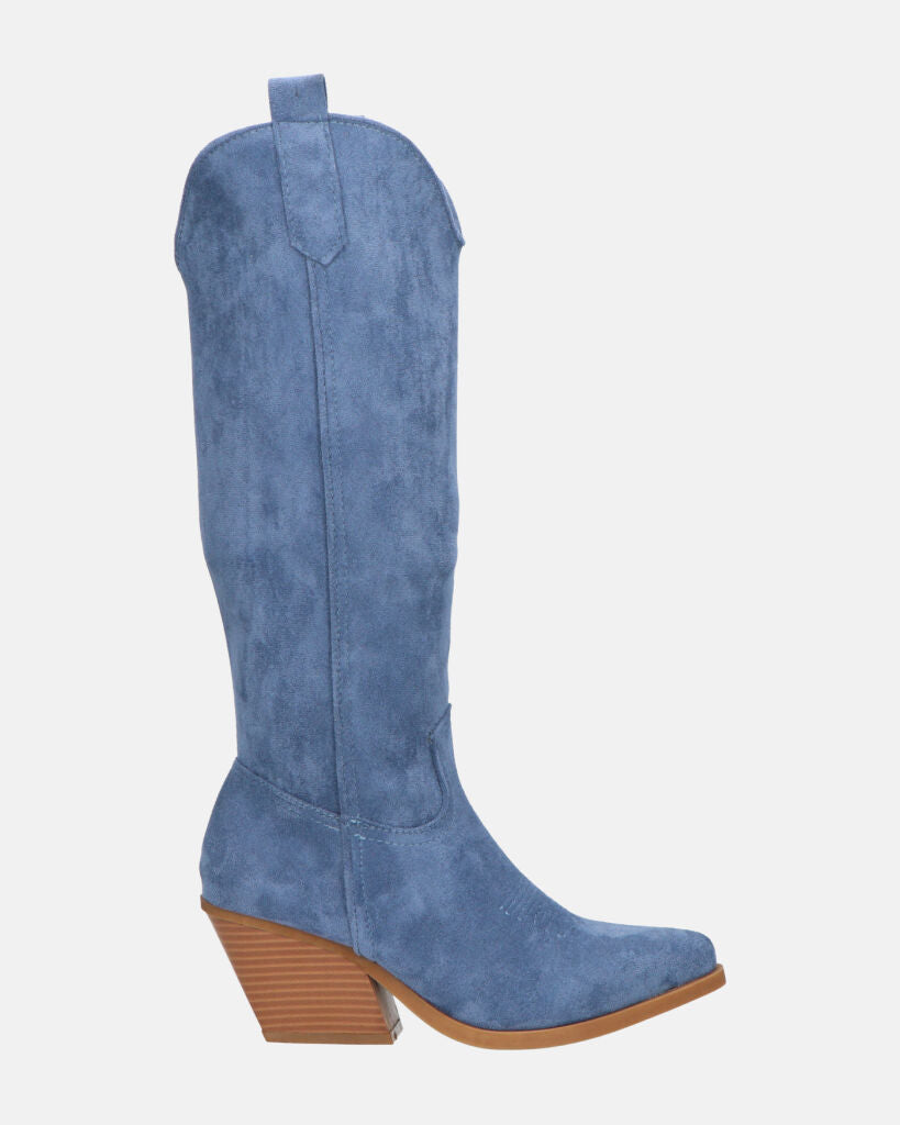 LIANA - camperos with heel in blue suede