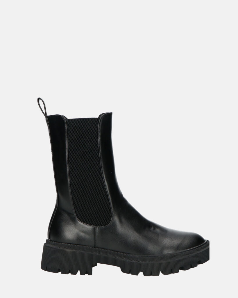 NEREA - black PU ankle boot with elastic band