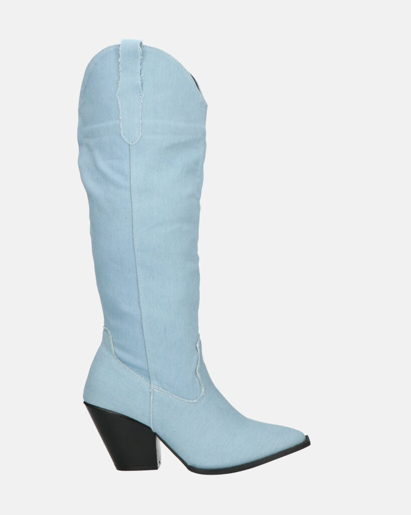 FATIMA - high boots in blue jeans