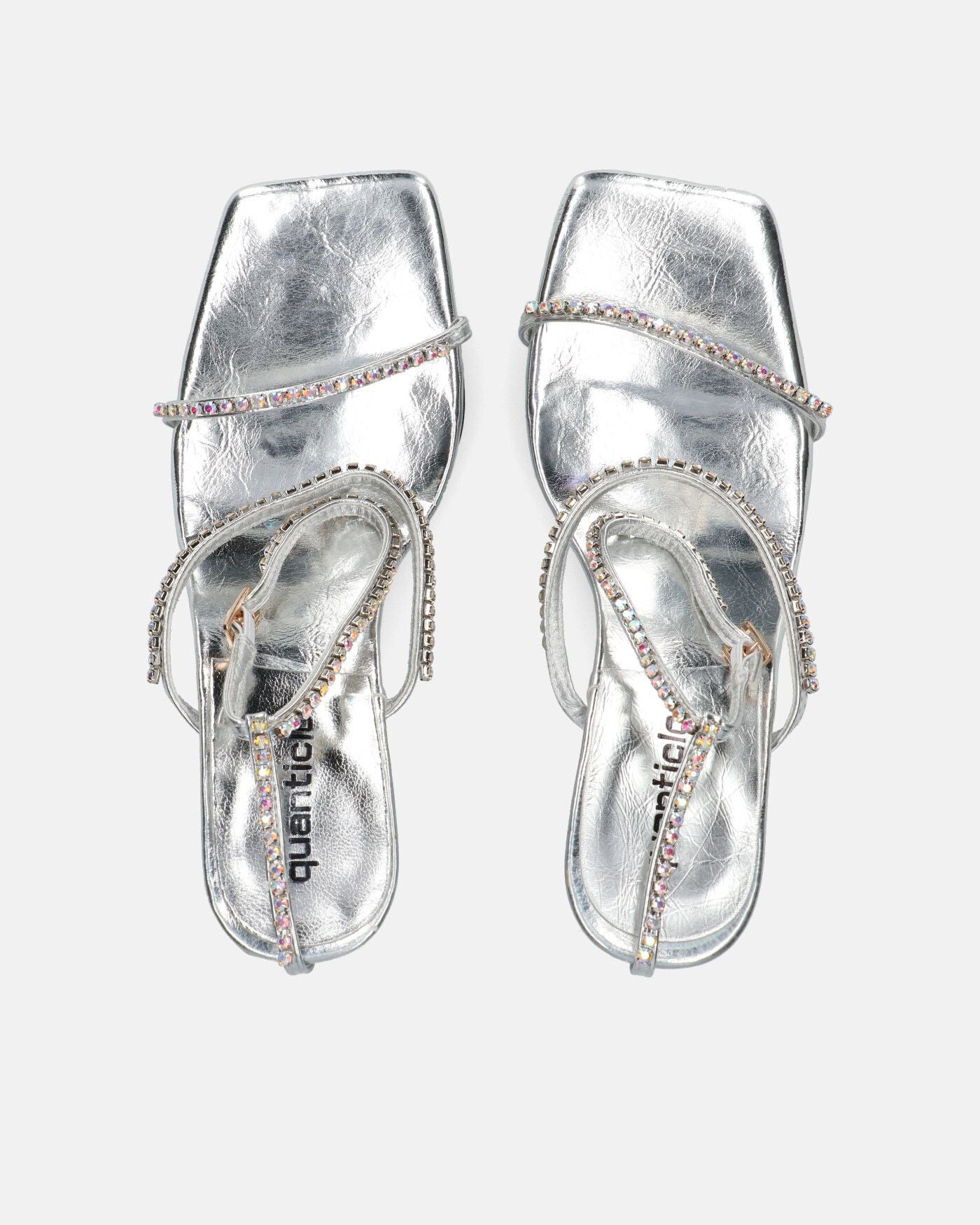 RAHA - glassy silver sandals with gems