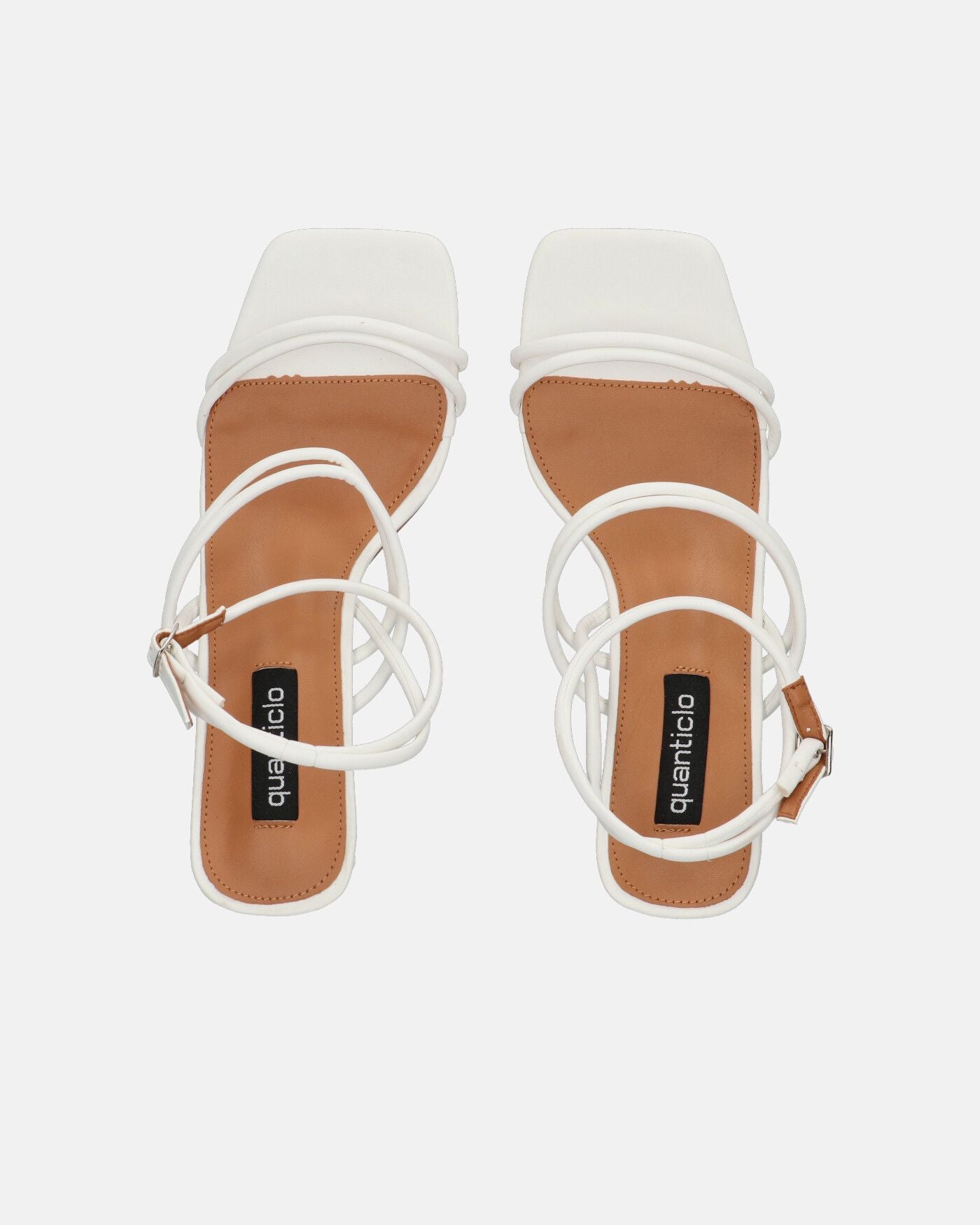 TIARA - white eco-leather sandals with laces