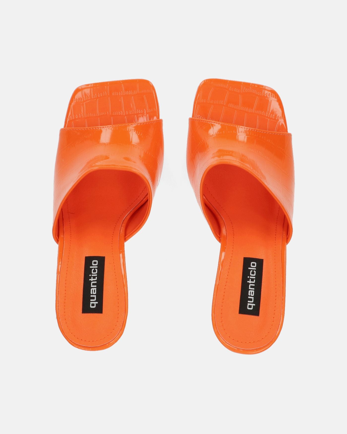 MARGHERITA - wedge sandals in glassy orange crocodile