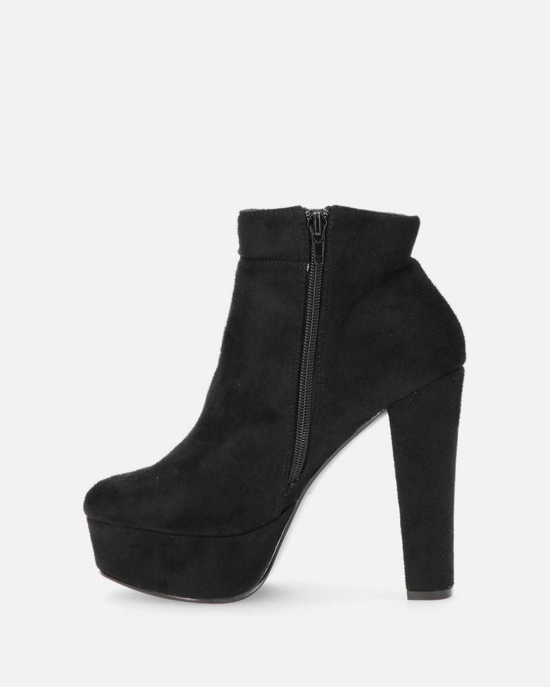 KYRA - heeled ankle boots in black suede
