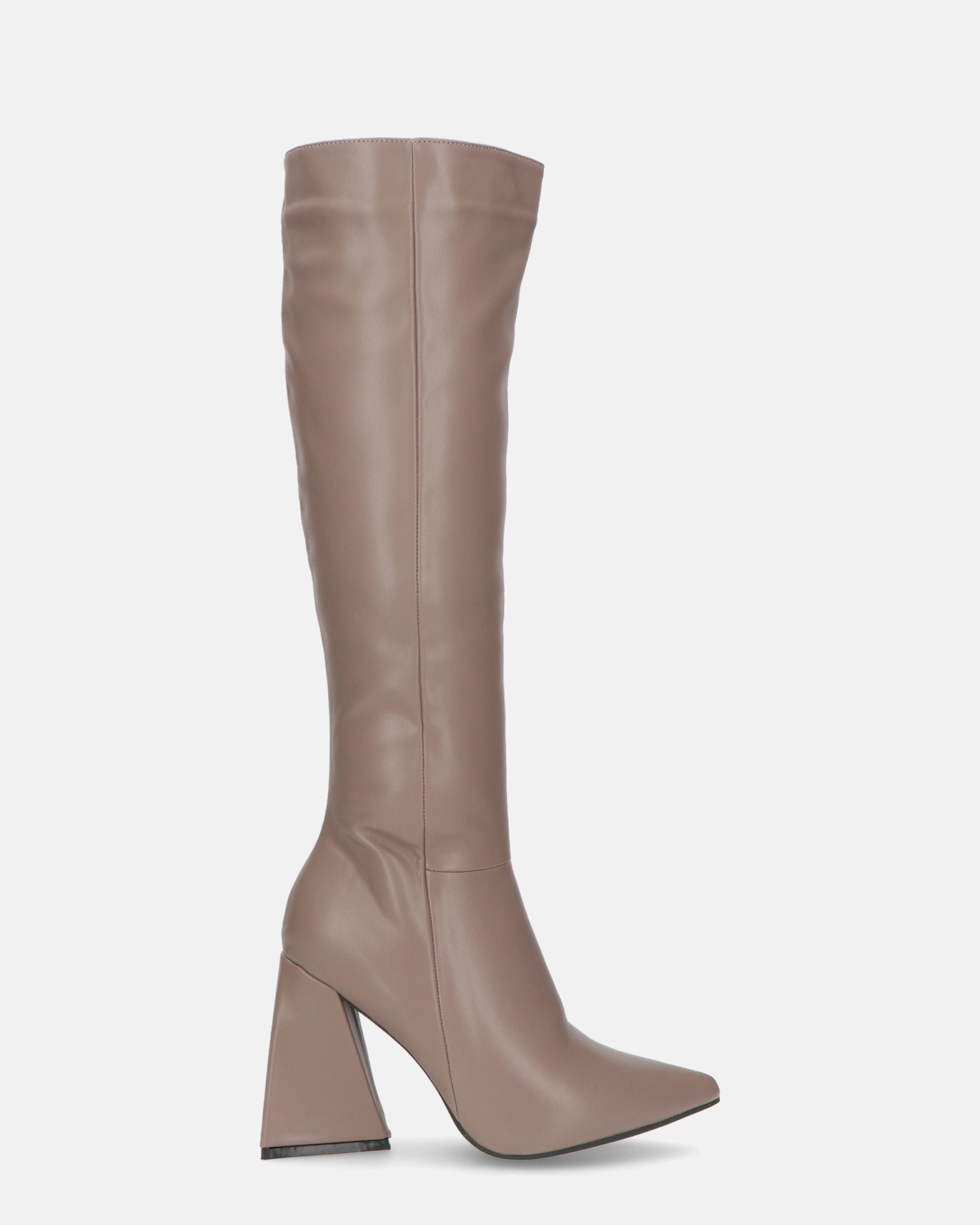 TRUDY - high-heeled boots in gray PU