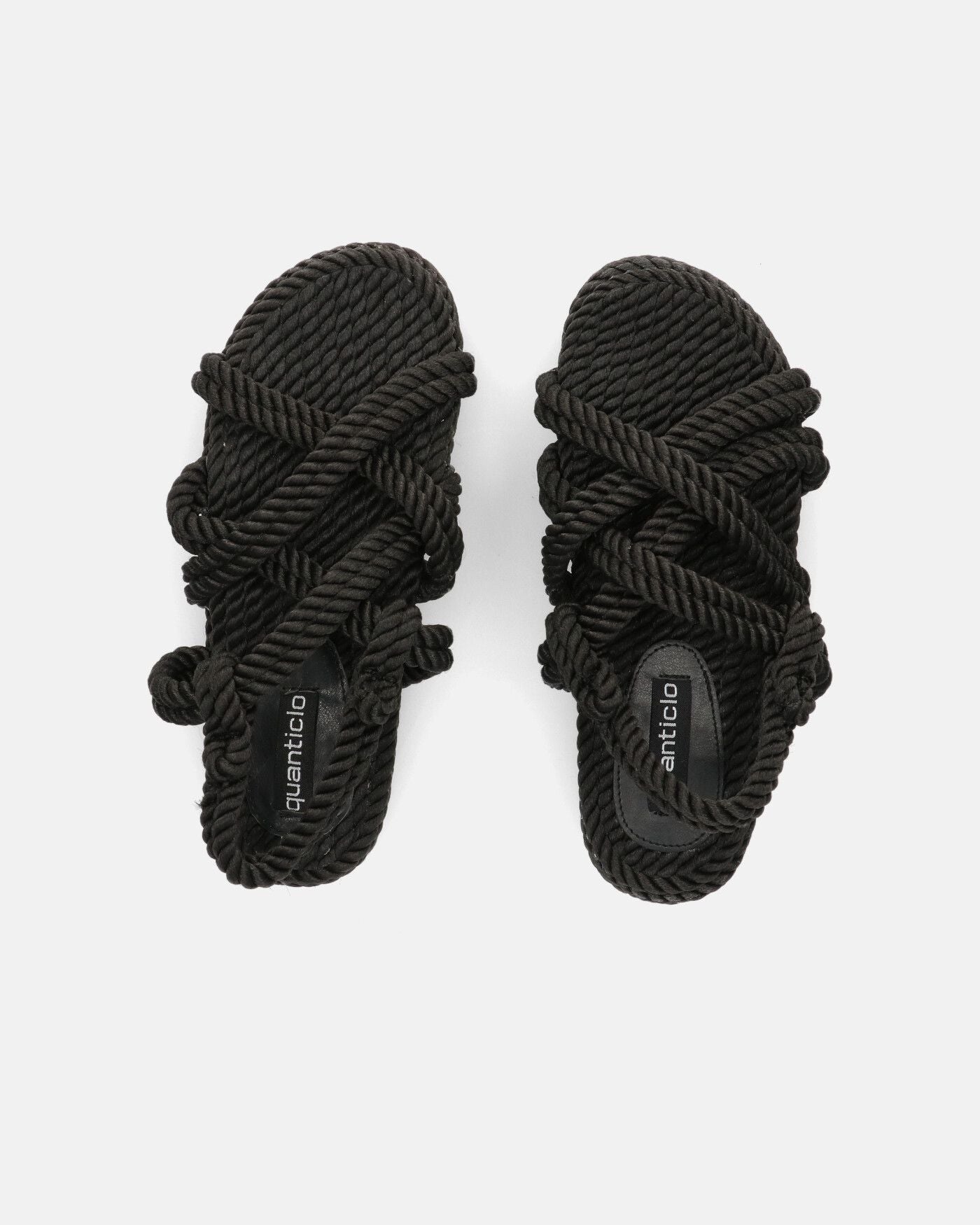 MARIYA - black braided rope sandals