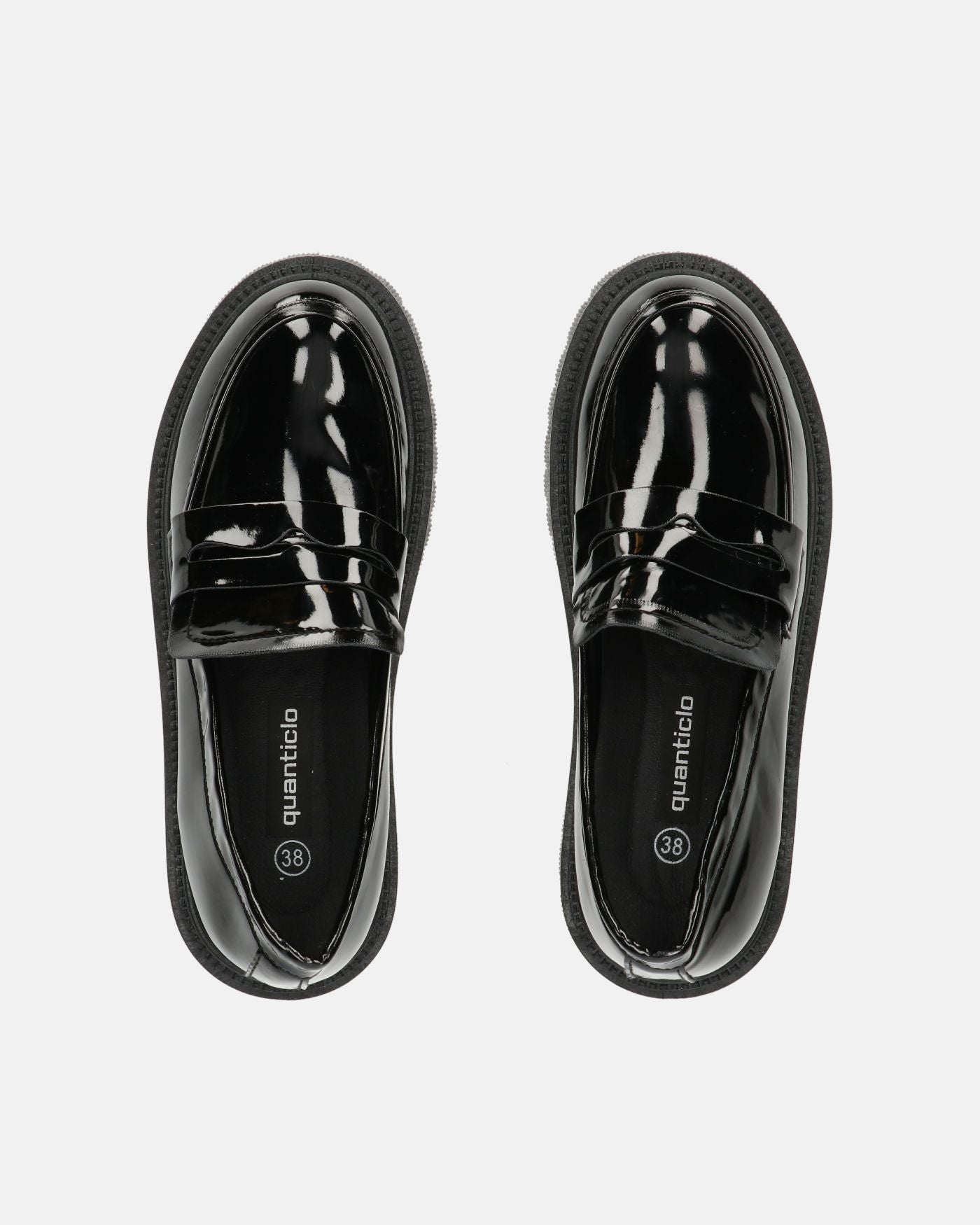 MINNIE - flat shoes in black glassy with heel