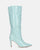 CAROLINE - long heeled boots in light blue crocodile