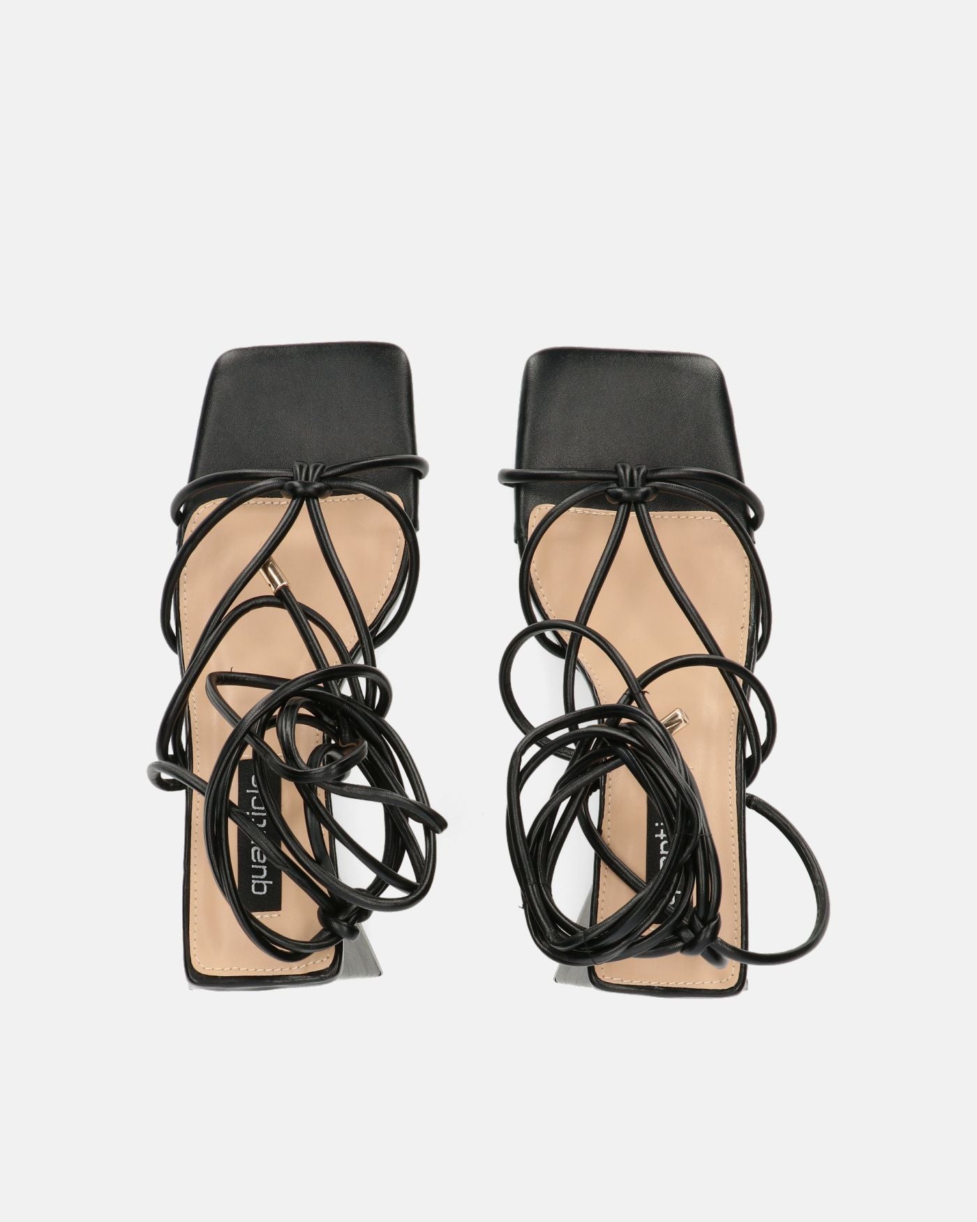 MELISA - sandals with laces in black PU