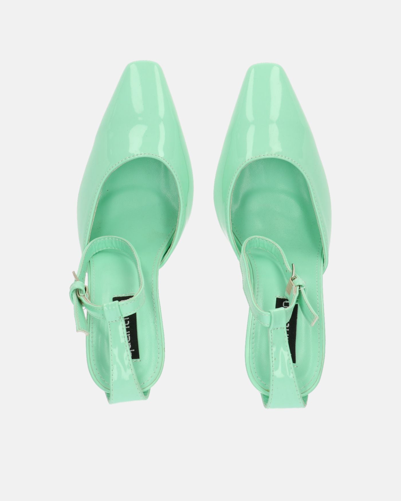 LUDWIKA - shoes with heel and strap in green glassy