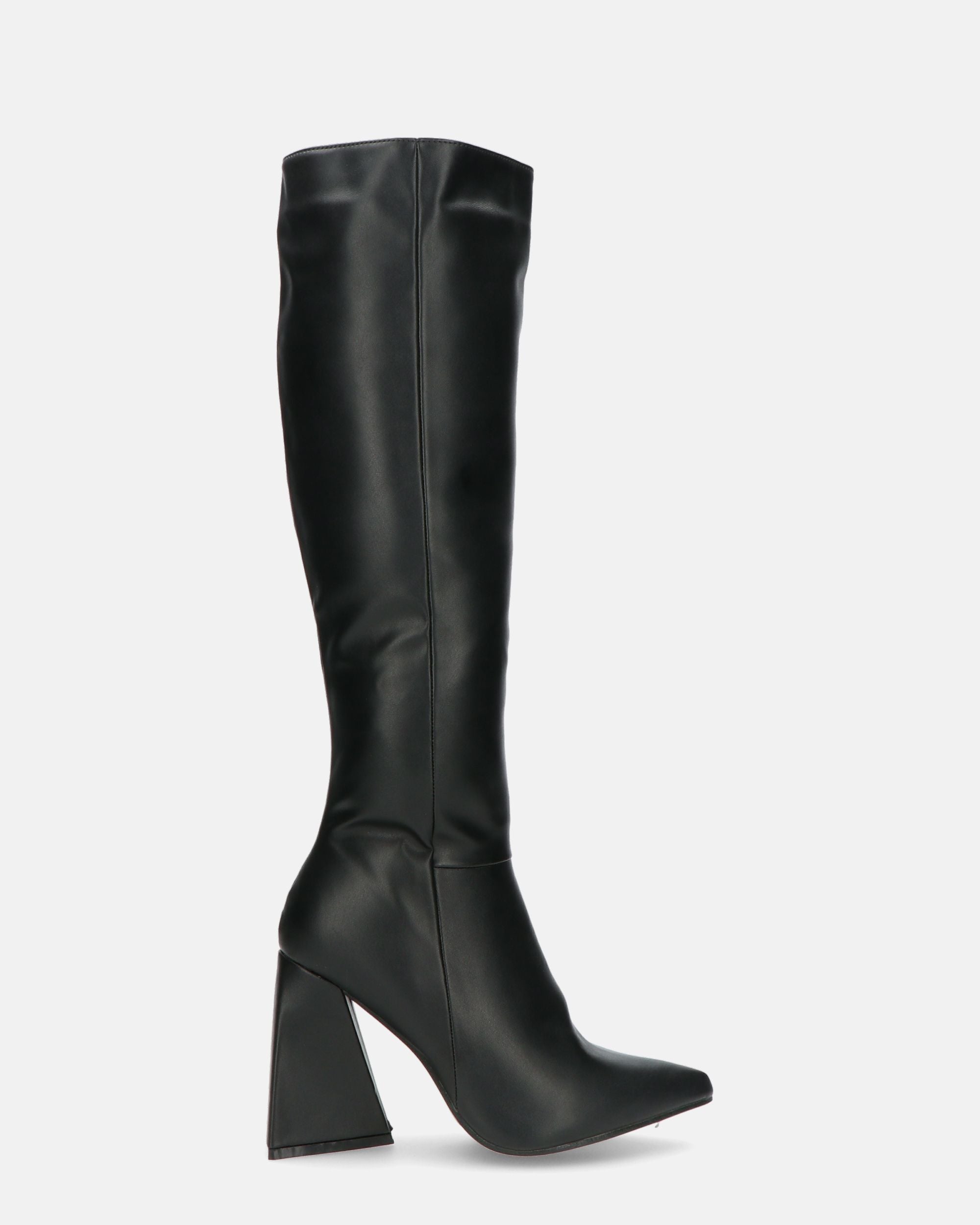 TRUDY - high-heeled boots in black PU