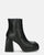 SEVERINA - black ankle boots with square heel in eco-leather