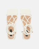 MARYNA - white PU sandals with laces