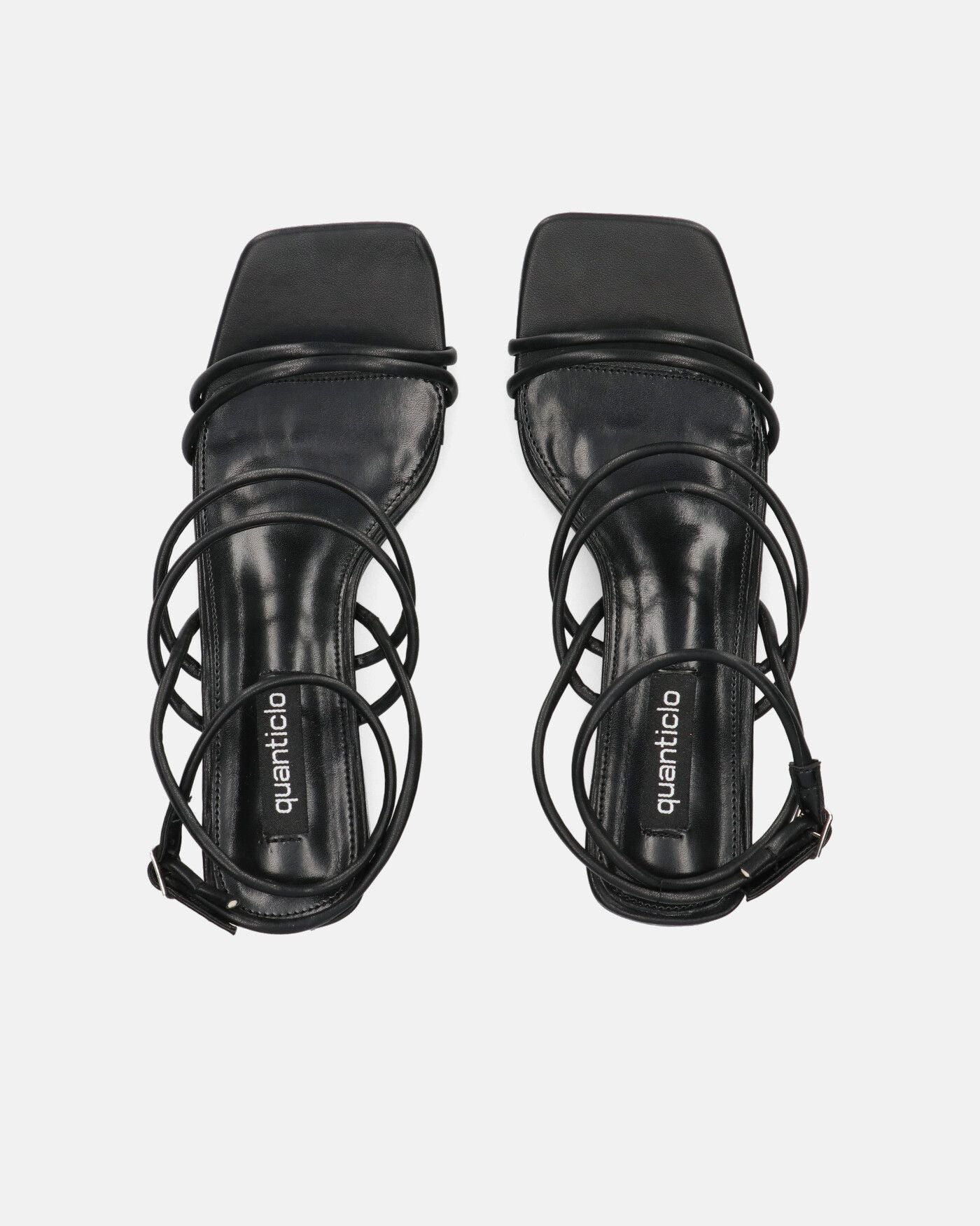 TIARA - black eco-leather sandals with laces