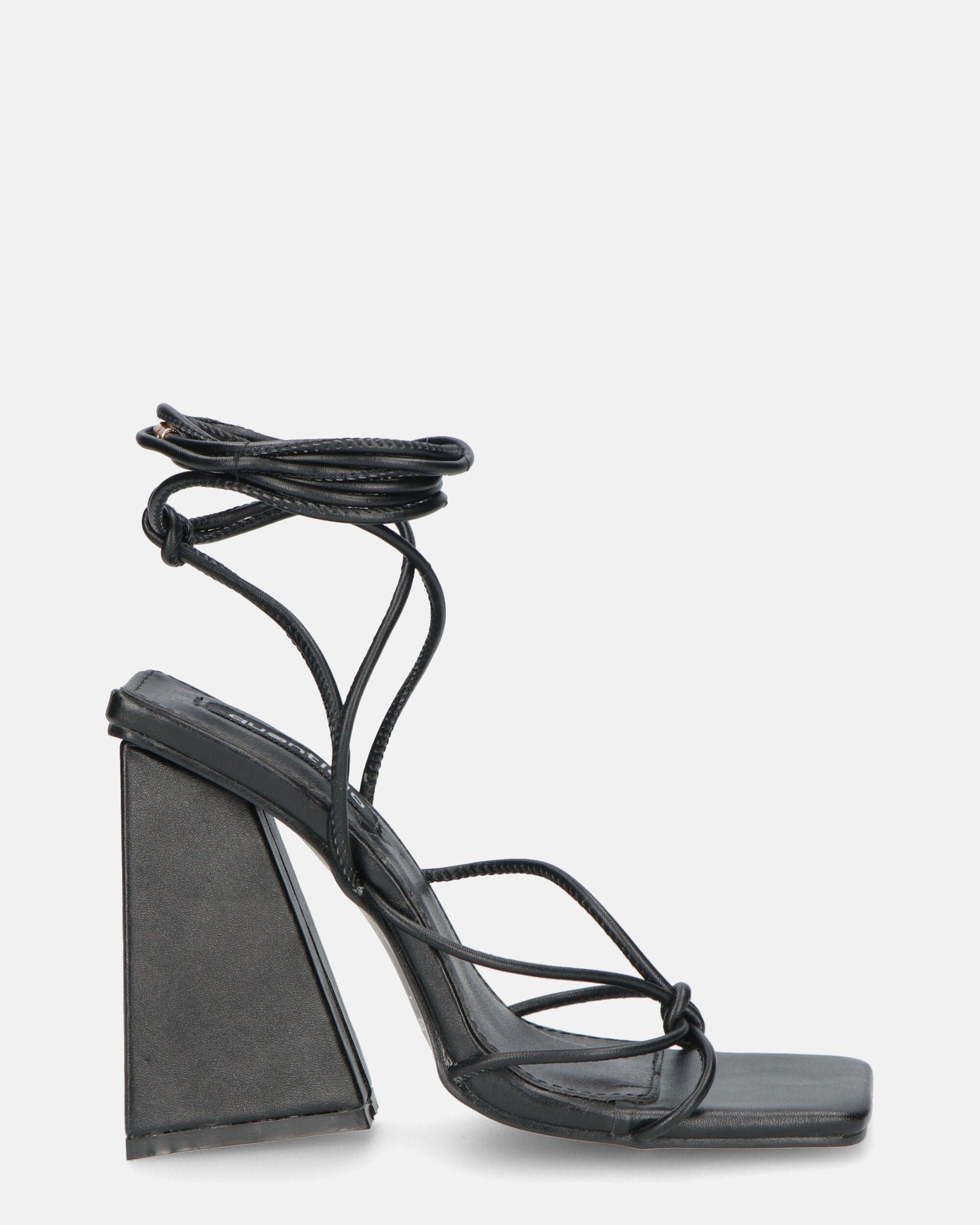 LUCE - sandals with heel and black laces