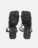 OKSANA - sandals with heel and strap in black PU