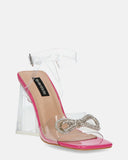 ERINDA - pink sandals with translucent heel and toe decoration