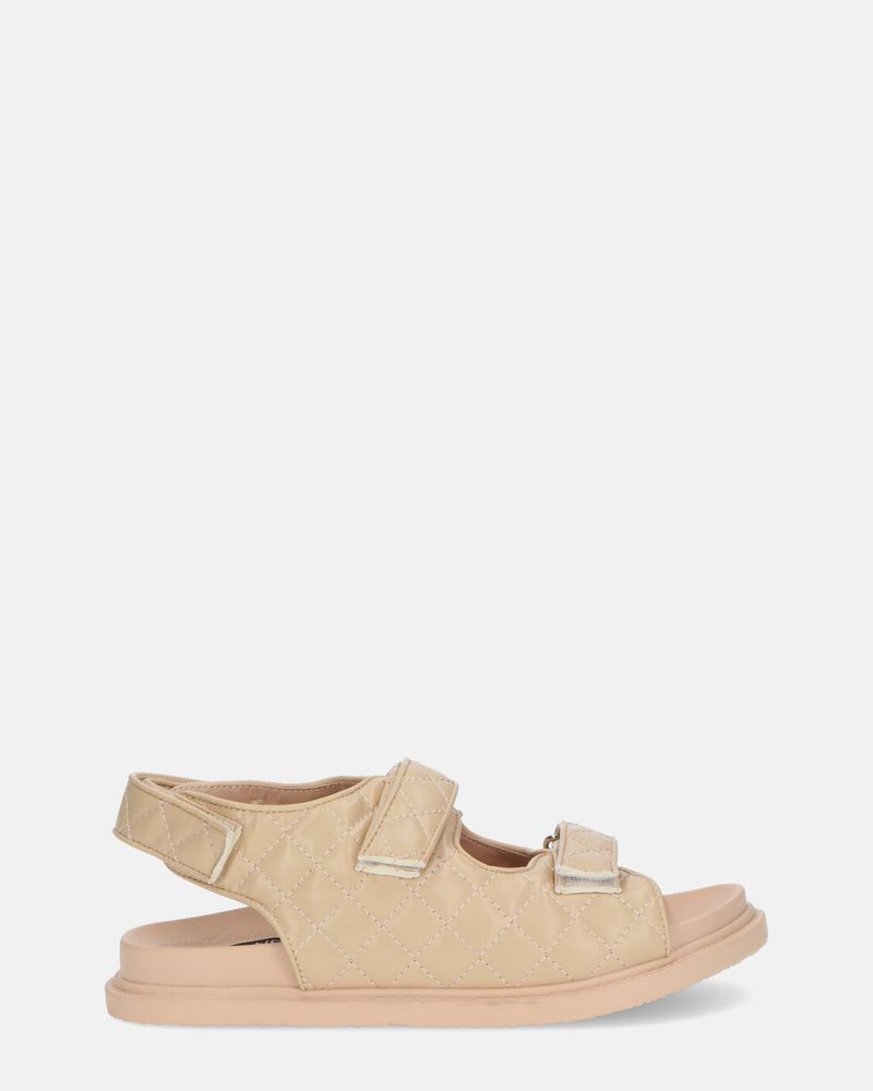 ALIZEE - beige eco-leather sandals with padded effect
