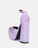 DELANEY - violet décolleté in satin, high heel and double platform