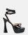 JANINE - high heels with platform in black glassy and bow with gems