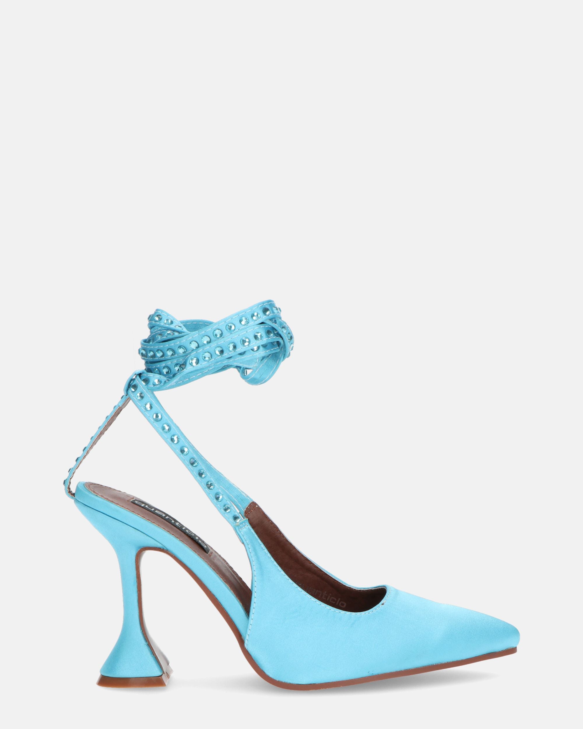 BRYGIDA - sandals with light blue studded laces
